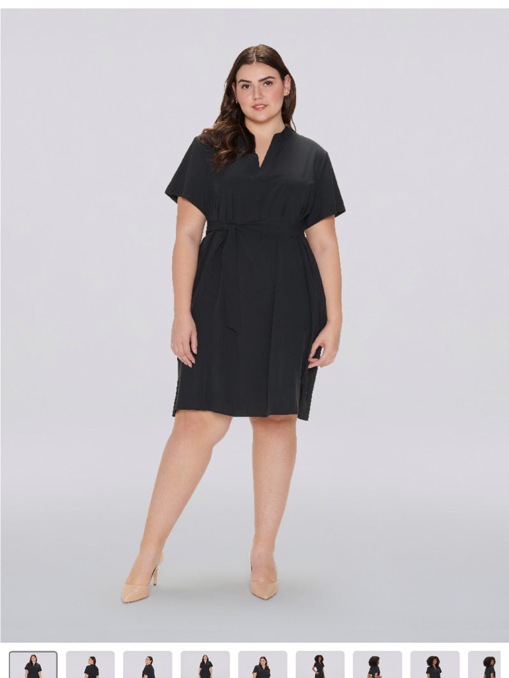 Plus-Size Black Tie-Waist Midi Dress
